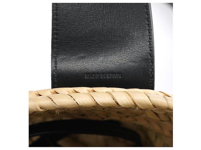 Chloé Borsa Cesto 2-Way in Raffia Beige e Nero - vista 15