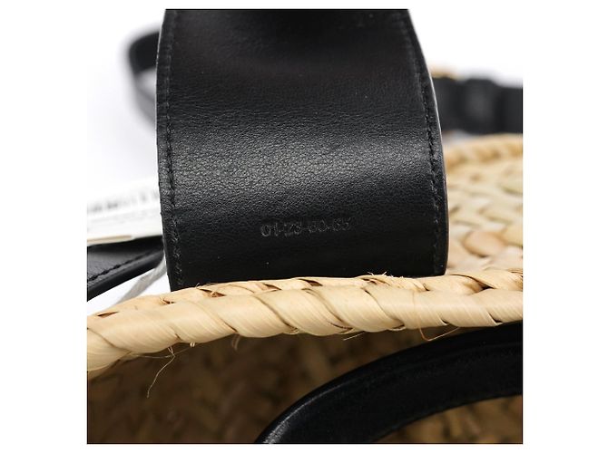 Chloé Borsa Cesto 2-Way in Raffia Beige e Nero - vista 16