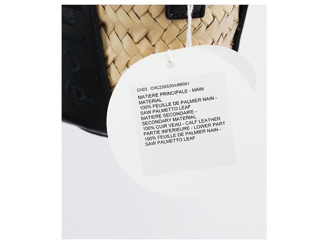 Chloé Borsa Cesto 2-Way in Raffia Beige e Nero - vista 8