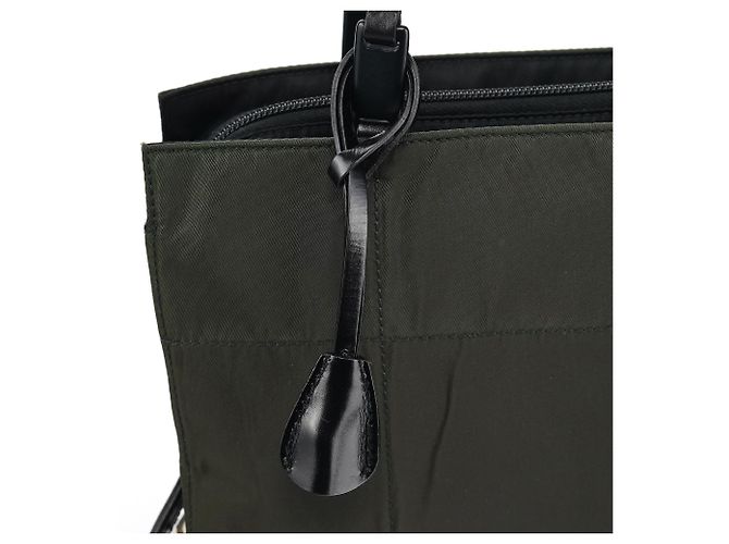 Prada Borsa Tote B8353 Dark Green Tessuto Impuntu con tracolla a catena - vista 6
