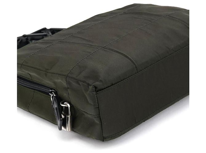 Prada Borsa Tote B8353 Dark Green Tessuto Impuntu con tracolla a catena - vista 8