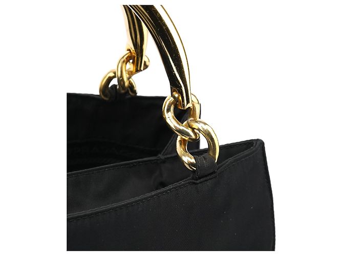 Prada Borsa Tote B2514 Black Gold Tessuto Metallo - vista 6
