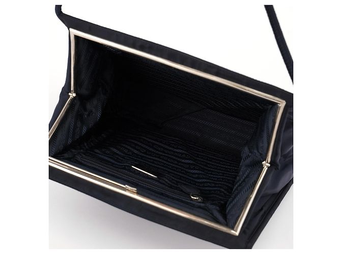 Prada Borsa Tote City in Tessuto blu navy - vista 11