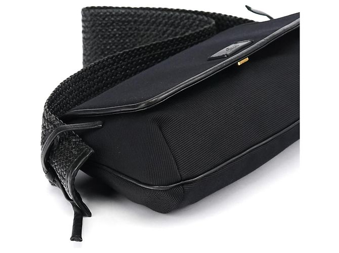 Gucci 106295 Borsa a tracolla in nylon e pelle nera - vista 8