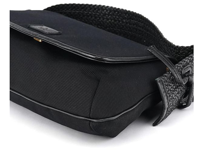 Gucci 106295 Borsa a tracolla in nylon e pelle nera - vista 9