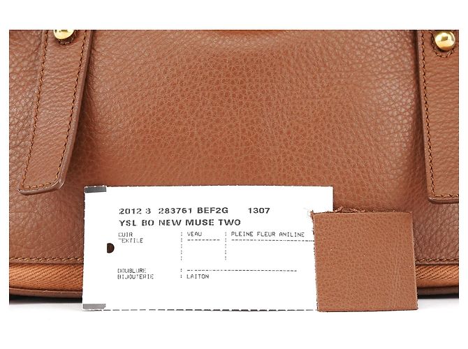 Yves Saint Laurent 283761 Borsa 2-Way Muse Two in pelle Light Brown - vista 12