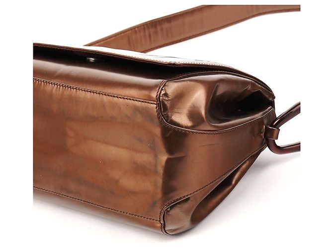 Prada Borsa a spalla B6525 in pelle vernice Spazzolato marrone - vista 10