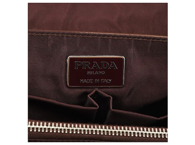 Prada Borsa a spalla B6525 in pelle vernice Spazzolato marrone - vista 14