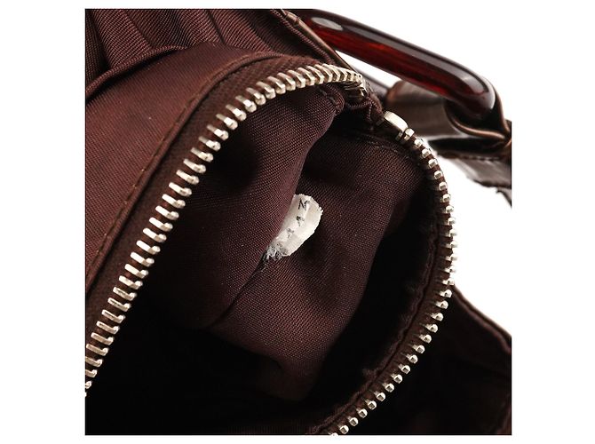 Prada Borsa a spalla B6525 in pelle vernice Spazzolato marrone - vista 15