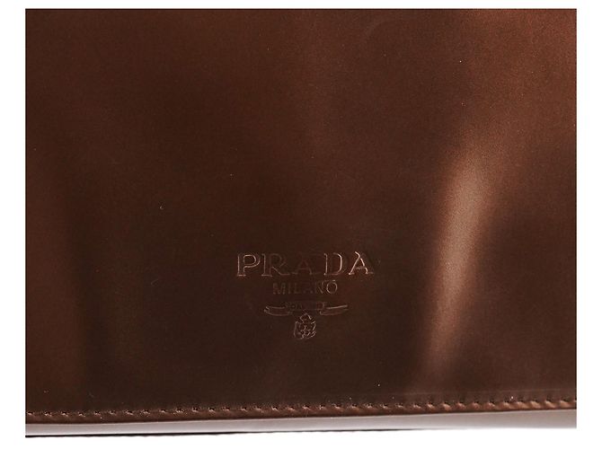 Prada Borsa a spalla B6525 in pelle vernice Spazzolato marrone - vista 6