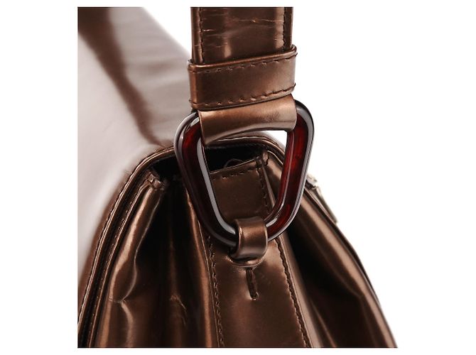Prada Borsa a spalla B6525 in pelle vernice Spazzolato marrone - vista 7