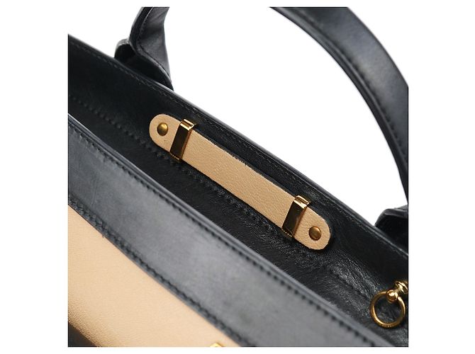 Chloé Borsa Tote 2-Way in pelle di vitello Beige Black - vista 11