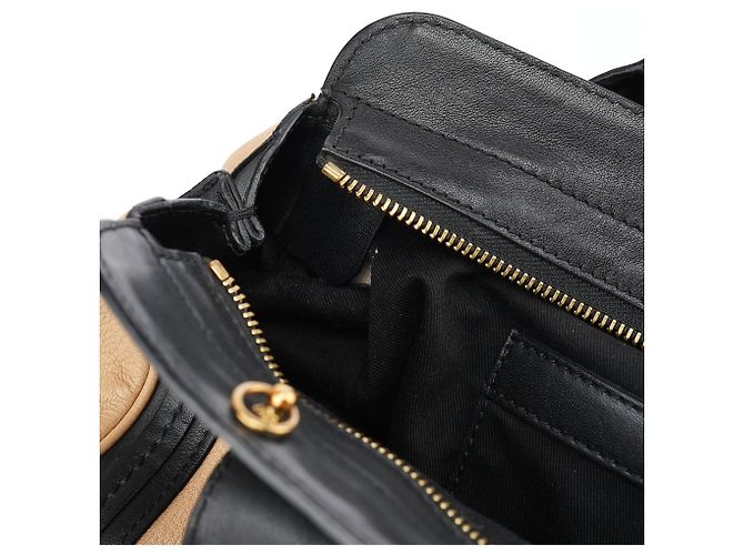 Chloé Borsa Tote 2-Way in pelle di vitello Beige Black - vista 14