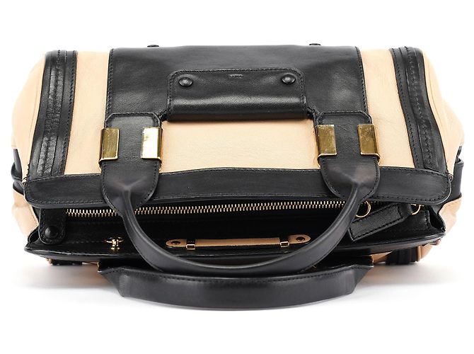 Chloé Borsa Tote 2-Way in pelle di vitello Beige Black - vista 4