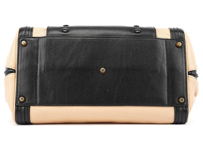 Chloé Borsa Tote 2-Way in pelle di vitello Beige Black - vista 5