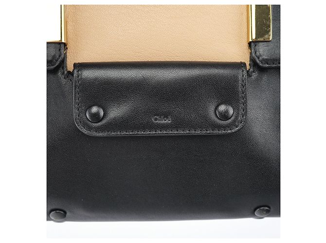 Chloé Borsa Tote 2-Way in pelle di vitello Beige Black - vista 6