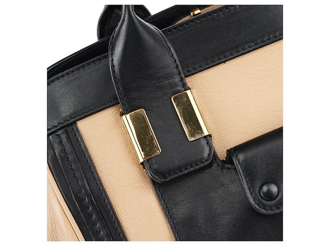 Chloé Borsa Tote 2-Way in pelle di vitello Beige Black - vista 7