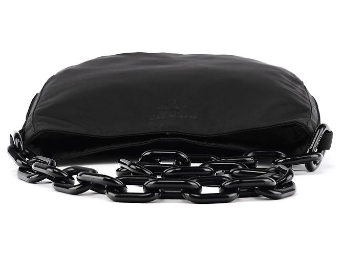 Prada Borsa a tracolla con catena in nylon Tessuto nero 1996 - vista 4