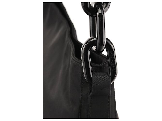 Prada Borsa a tracolla con catena in nylon Tessuto nero 1996 - vista 7
