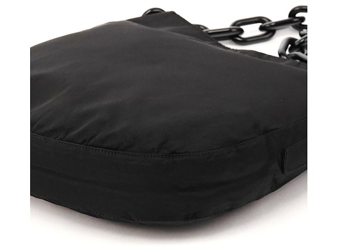Prada Borsa a tracolla con catena in nylon Tessuto nero 1996 - vista 9