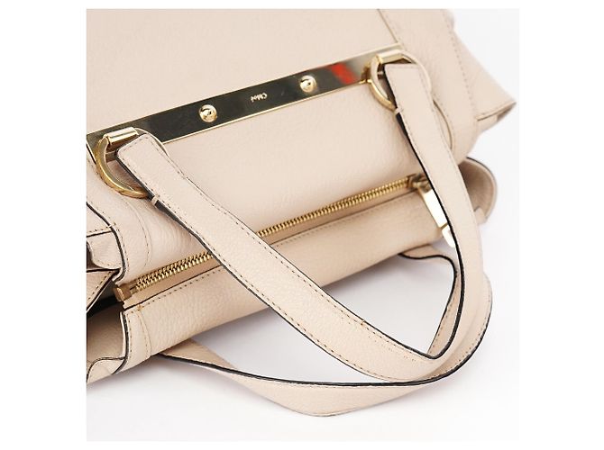 Chloé Borsa Tote 2-Way in pelle di vitello beige - vista 14