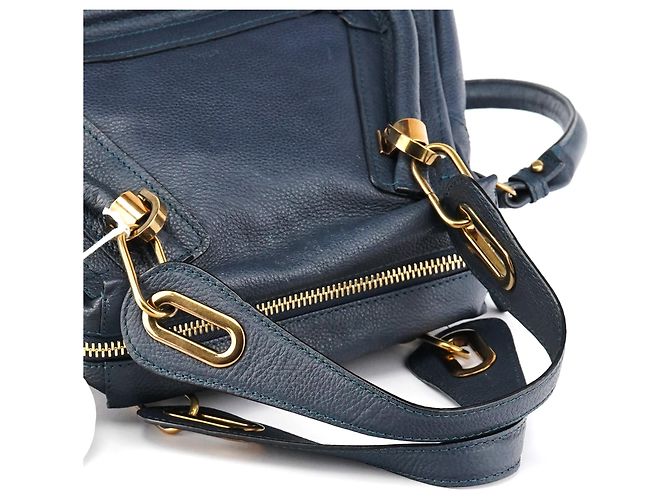 Chloé Borsa Paraty 2-Way in pelle blu navy - vista 12