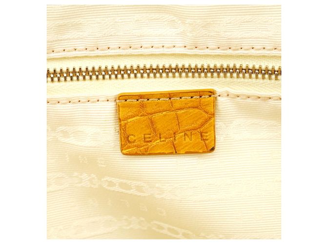 Céline Borsa Tote beige gialla effetto croc embossed - vista 15
