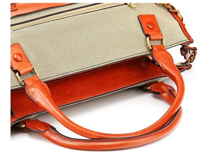 Chloé Borsa Tote in pelle e tela beige e marrone - vista 11