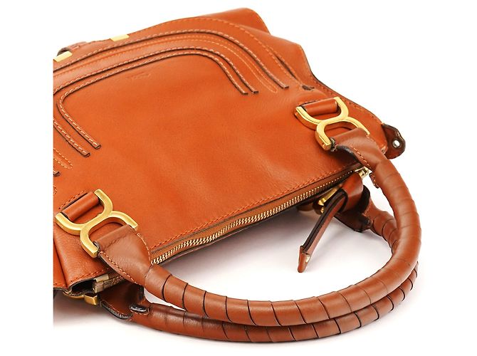Chloé Borsa Marcie 2-Way in pelle marrone chiaro - vista 11