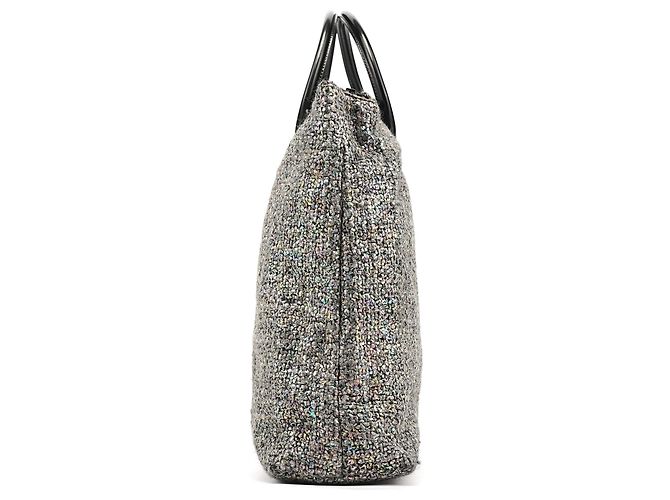 Miu Miu Borsa Tote in Tweed Olografico Grigio - vista 2