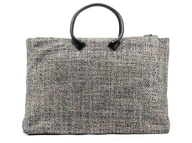 Miu Miu Borsa Tote in Tweed Olografico Grigio - vista 3