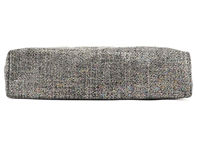 Miu Miu Borsa Tote in Tweed Olografico Grigio - vista 5
