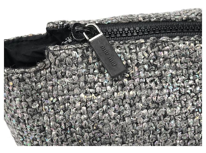 Miu Miu Borsa Tote in Tweed Olografico Grigio - vista 6