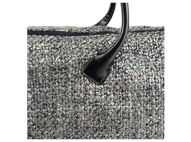 Miu Miu Borsa Tote in Tweed Olografico Grigio - vista 7