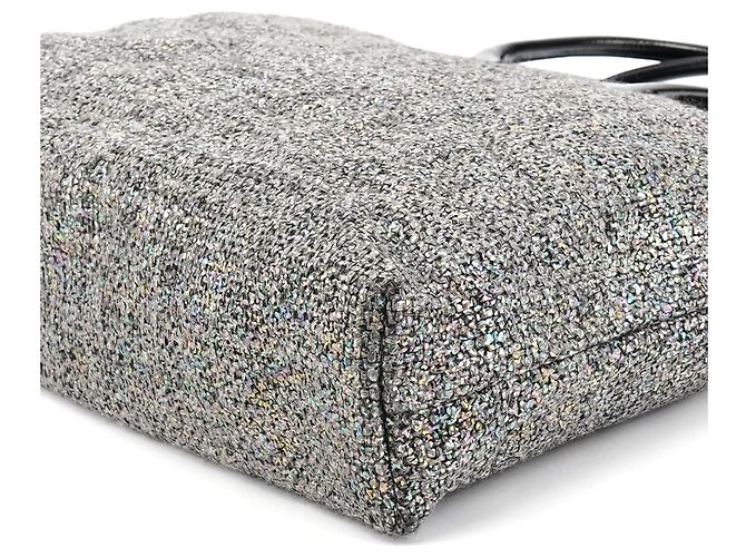 Miu Miu Borsa Tote in Tweed Olografico Grigio - vista 9