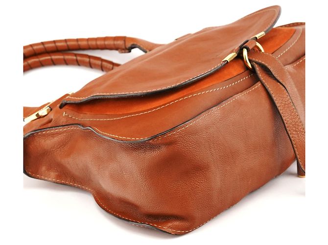 Chloé Borsa a tracolla Marcie in pelle marrone chiaro - vista 9