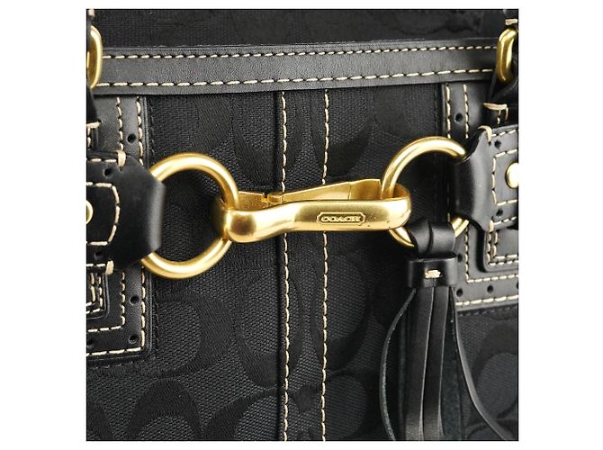 Coach 10507 Borsa Tote Hamptons in tela Signature nera - vista 5
