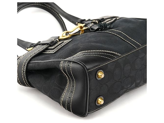 Coach 10507 Borsa Tote Hamptons in tela Signature nera - vista 7