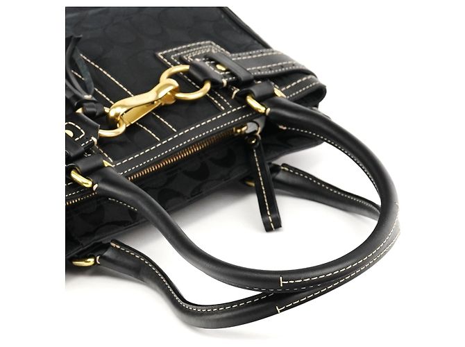 Coach 10507 Borsa Tote Hamptons in tela Signature nera - vista 9