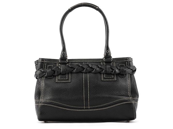Coach Borsa Tote Hamptons in pelle martellata nera F13084 - vista 3