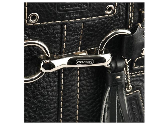 Coach Borsa Tote Hamptons in pelle martellata nera F13084 - vista 5