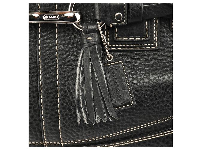 Coach Borsa Tote Hamptons in pelle martellata nera F13084 - vista 6