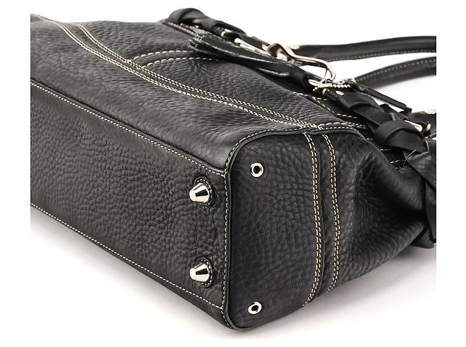 Coach Borsa Tote Hamptons in pelle martellata nera F13084 - vista 8