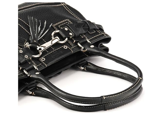 Coach Borsa Tote Hamptons in pelle martellata nera F13084 - vista 9