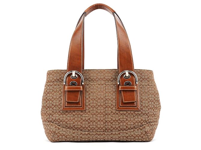 Coach Borsa Tote Soho in Tela Signature Beige e Marrone - vista 3