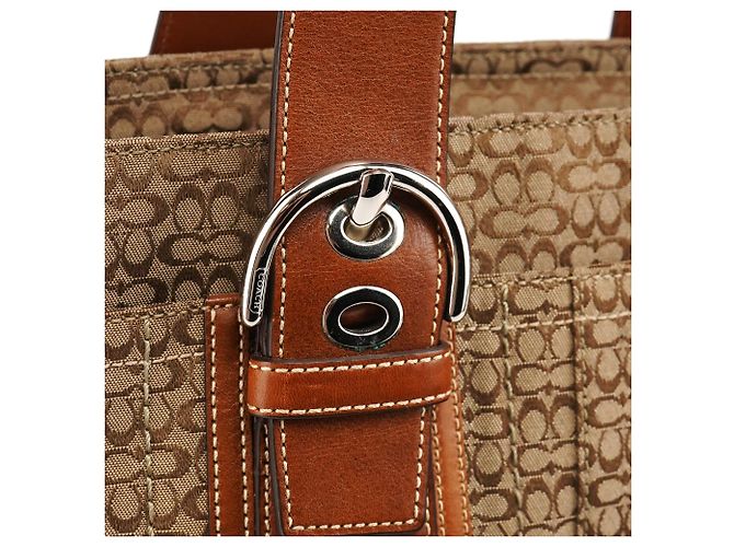 Coach Borsa Tote Soho in Tela Signature Beige e Marrone - vista 6