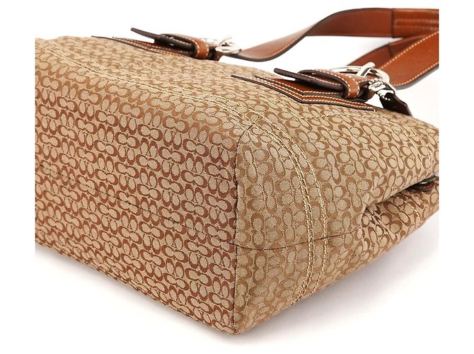 Coach Borsa Tote Soho in Tela Signature Beige e Marrone - vista 8
