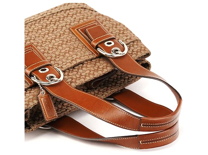 Coach Borsa Tote Soho in Tela Signature Beige e Marrone - vista 9