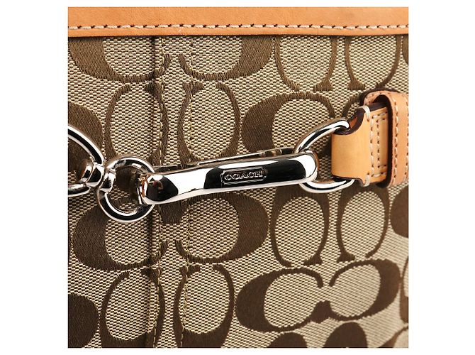 Coach Borsa Tote Hamptons Signature Beige Tan F08K06 - vista 5