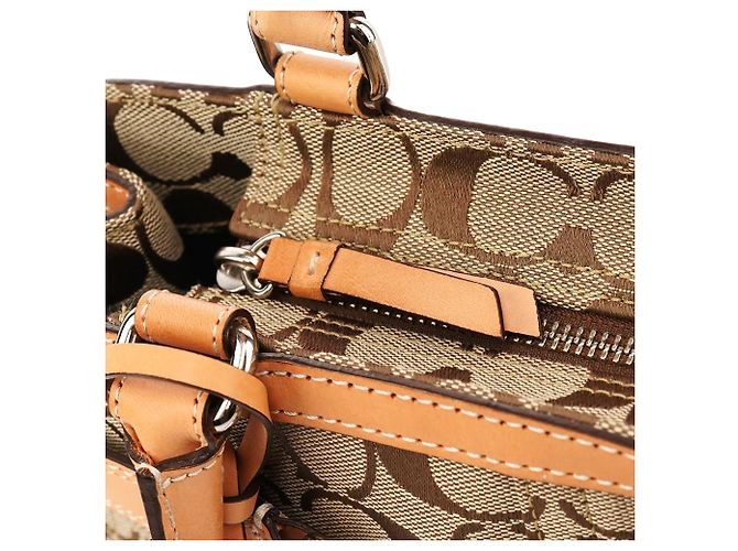 Coach Borsa Tote Hamptons Signature Beige Tan F08K06 - vista 9